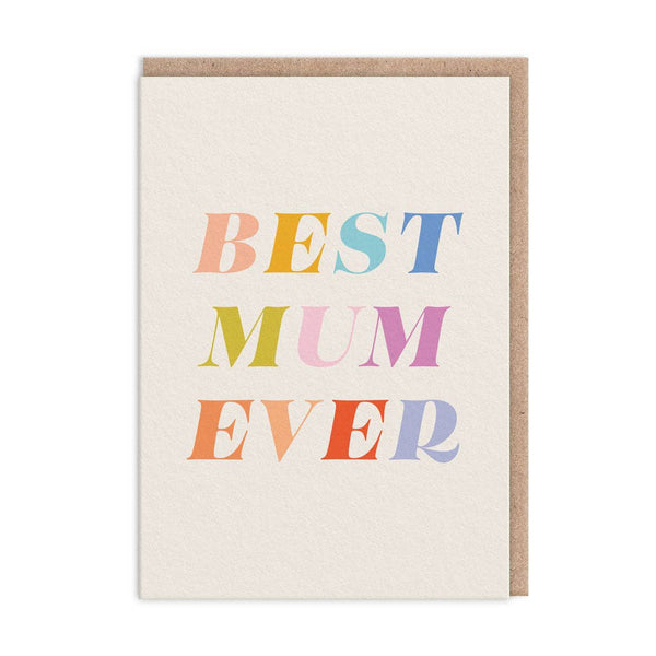 Best Mum ever Typographic Greeting Card (10862) - Hauslife