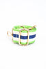 Contrasting Colourblock Striped Bag Strap in Blue & Lime - Hauslife