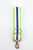 Contrasting Colourblock Striped Bag Strap in Blue & Lime - Hauslife