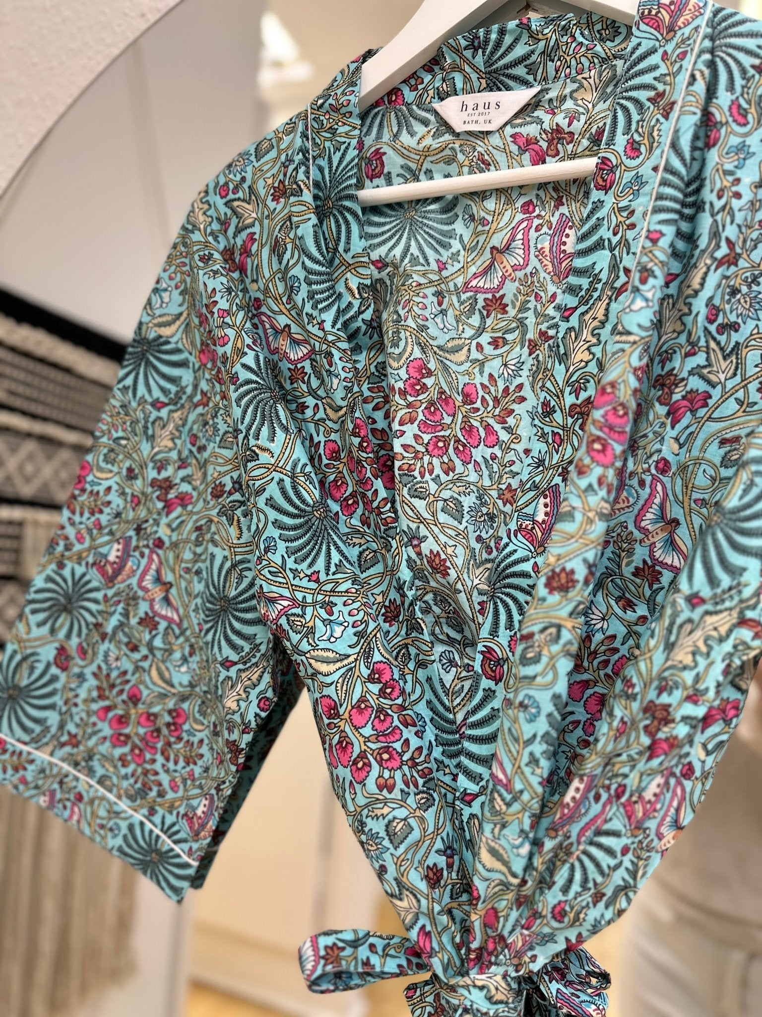 Cotton Kimono - Turquoise Butterflies – Hauslife