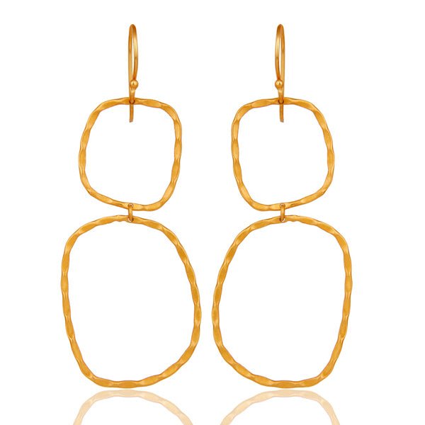 Gold Hammered Double Earrings - Hauslife