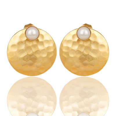 Hammered Gold and Pearl Earrings - Hauslife