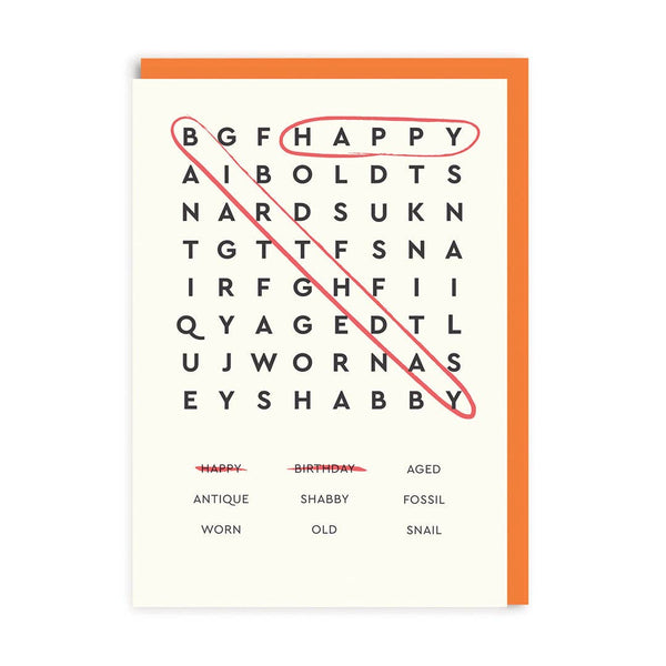 Happy Birthday Word Search Greeting Card - Hauslife