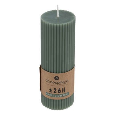 Khaki Ribbed Pillar Candle - Hauslife