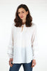 Long Frill Sleeve Grandad Collar Shirt in White - Hauslife