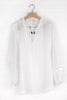 Long Frill Sleeve Grandad Collar Shirt in White - Hauslife