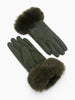 Maya Faux Fur Cuff Gloves - Khaki, PU - Hauslife