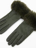 Maya Faux Fur Cuff Gloves - Khaki, PU - Hauslife