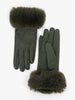 Maya Faux Fur Cuff Gloves - Khaki, PU - Hauslife