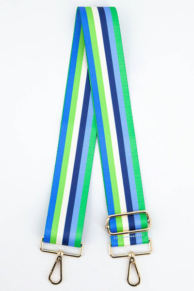 Multi Stripe Wide Bag Strap in Blue & Green - Hauslife