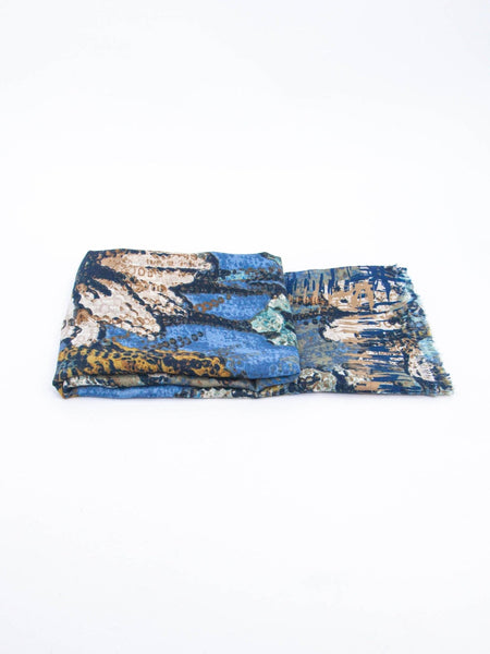 Niomi Lightweight Scarf - Blue, Painted Floral - Hauslife