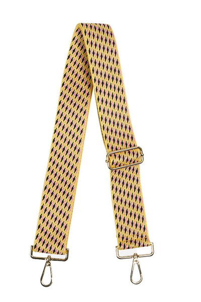 Pink Mustard Crosshatch Diagonal Stripe Bag Strap - Hauslife