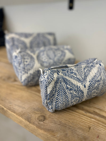 Quilted Cotton Washbag - Blue Paisley - Hauslife