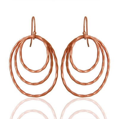 Rose Gold Hammered Triple Hoop Earrings - Hauslife