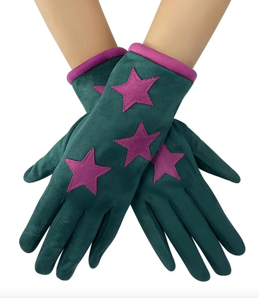 Star Print Suede Touchscreen Gloves - Hauslife