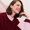 Taz Recycled Cotton Mix Two Tone Jumper - Burgundy - Hauslife