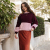 Taz Recycled Cotton Mix Two Tone Jumper - Burgundy - Hauslife