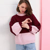 Taz Recycled Cotton Mix Two Tone Jumper - Burgundy - Hauslife