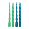 Twisted Candles (Pack of 4) - Green And Blue - Hauslife