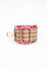 Two Tone Alternating Stripe Bag Strap in Pink & Lime Green - Hauslife