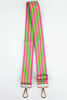 Two Tone Alternating Stripe Bag Strap in Pink & Lime Green - Hauslife