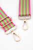 Two Tone Alternating Stripe Bag Strap in Pink & Lime Green - Hauslife