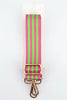 Two Tone Alternating Stripe Bag Strap in Pink & Lime Green - Hauslife