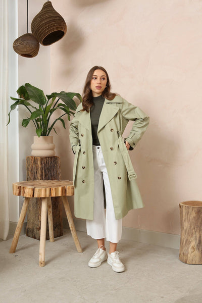 Water Resistant Sage Trench Coat - Hauslife