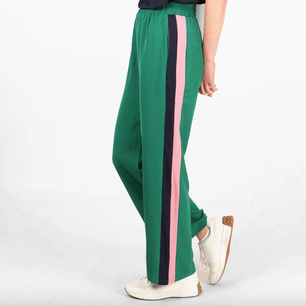 Wide Leg Double Stripe Trousers - Green - Hauslife