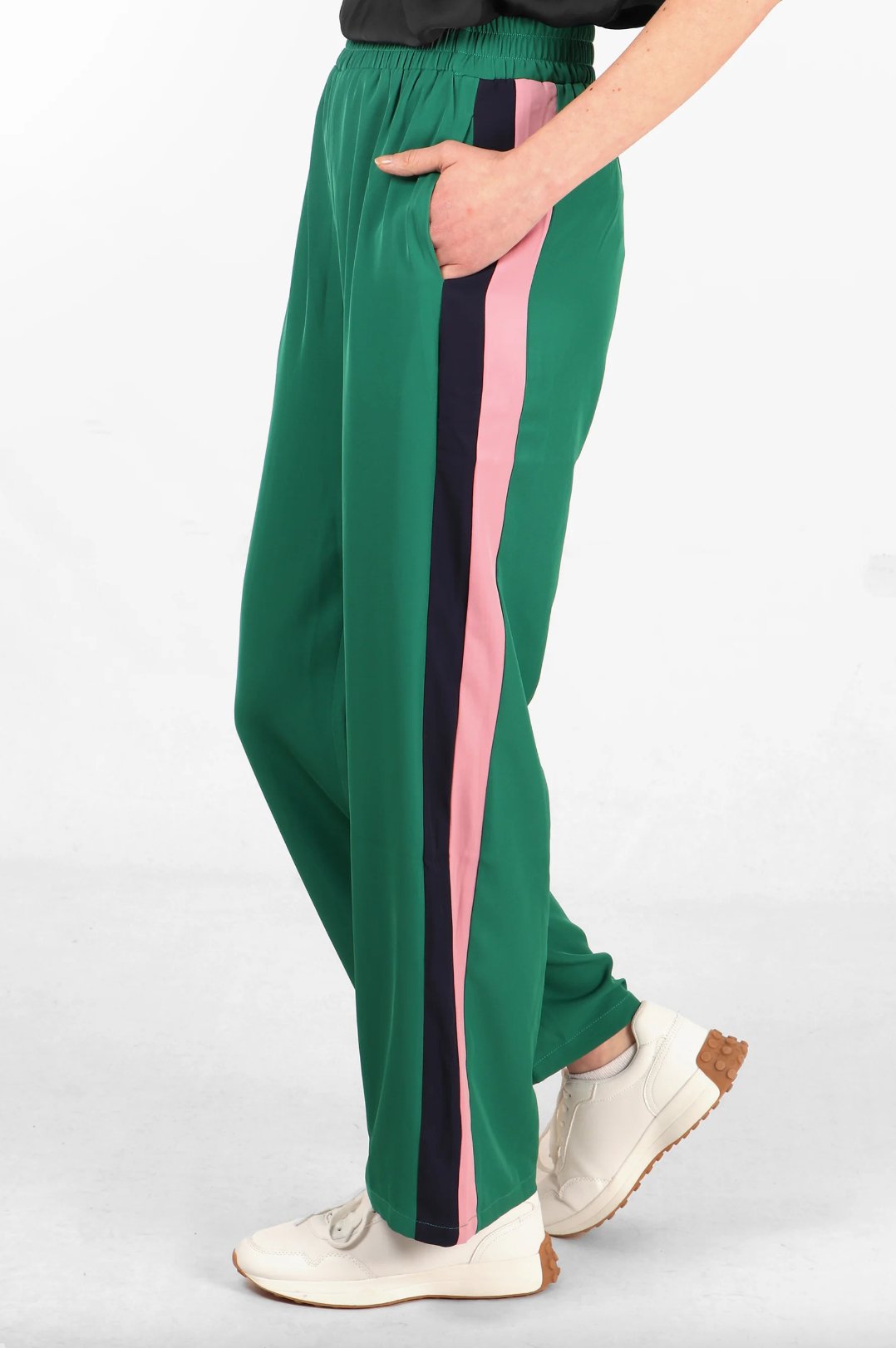 Wide Leg Double Stripe Trousers Green Hauslife