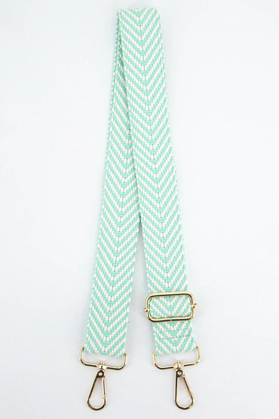 Woven Chevron Print Bag strap in Mint Green - Hauslife